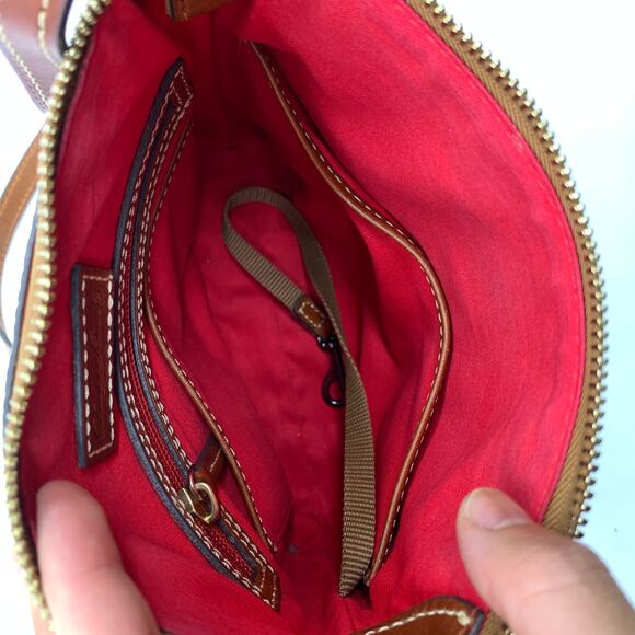 Dooney & Bourke Leather Crossbody Purse Lizard Embossed Letter Carrier Bordeaux - Picture 3 of 15